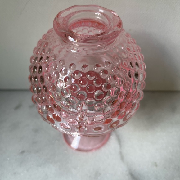Vintage pink fairy lamp hobnail design candle holder 5.5” - Picture 3 of 12